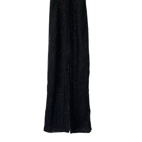 Laurence Kazar VTG Black Beaded Silk Evening Gown Dress Formal High Neck Size PS - Picture 15 of 16